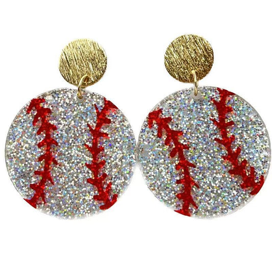 ACRYLIC BASEBALL DROP EARRINGS