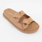 BILLIE KNOTTED SLIP-ON SANDAL: CAMEL