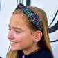 Rainbow Confetti Sequin Knot Headband: White