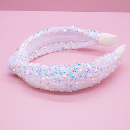 Sparkly Sequin Knot Headband: Blue