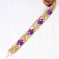 GOLD SEQUIN WITH PURPLE BEADED PAW CROSSBODY PURSE STRAP