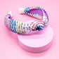 Rainbow Confetti Sequin Knot Headband: White