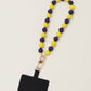 PURPLE & YELLOW WOODEN BEAD PHONE WRISTLET