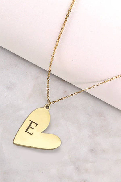 STAINLESS STEEL INITIAL HEART NECKLACE