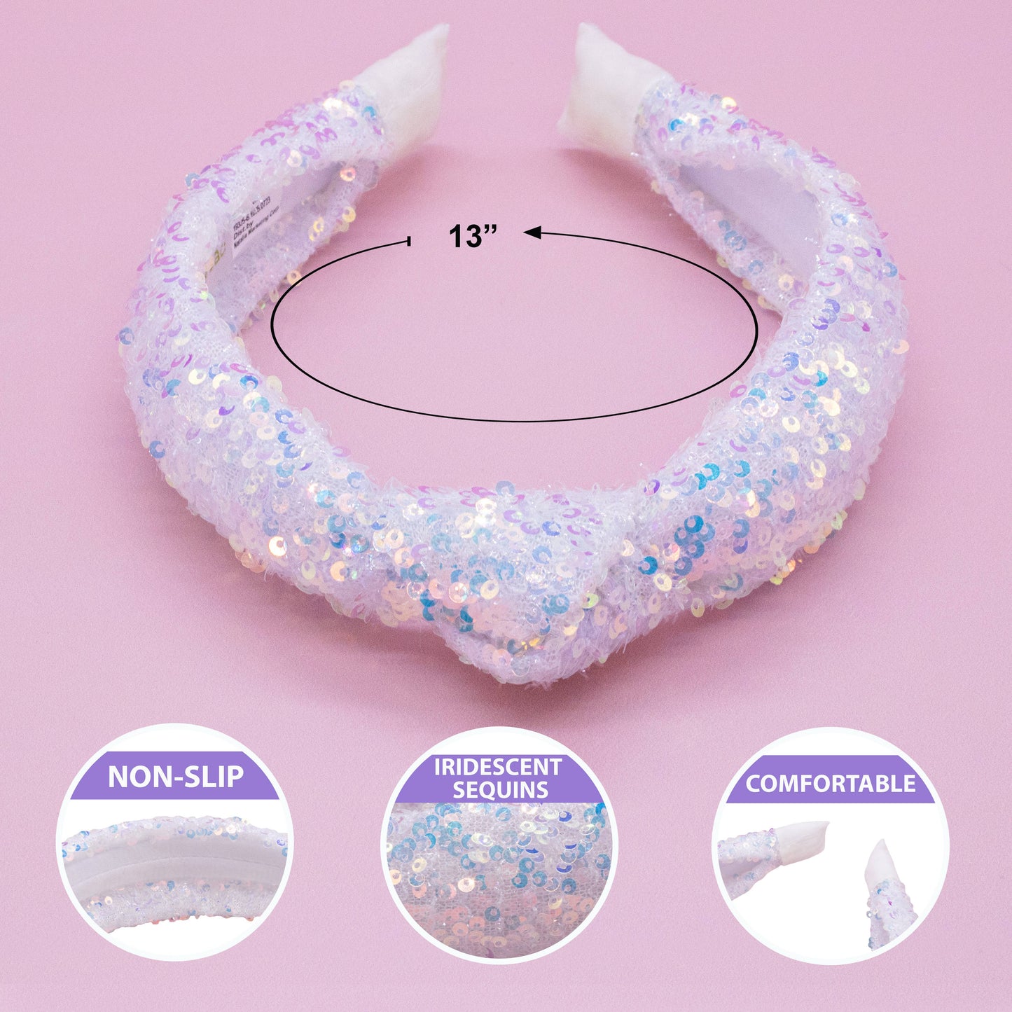 Sparkly Sequin Knot Headband: Purple