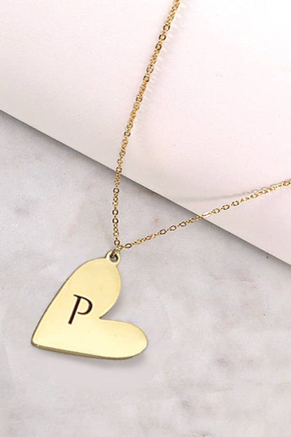 STAINLESS STEEL INITIAL HEART NECKLACE