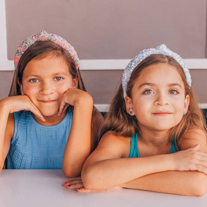 Sparkly Sequin Knot Headband: Blue