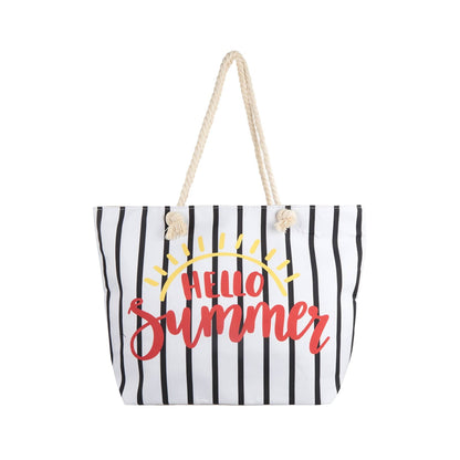 HELLO SUMMER STRIPED TOTE BAG WITH MATCHING WALLET