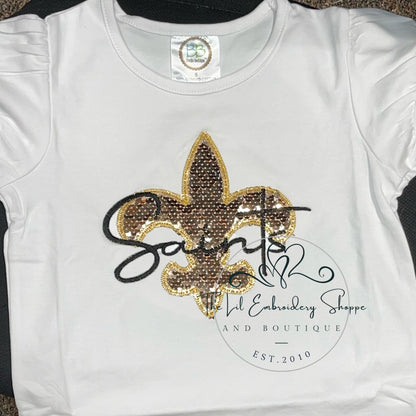 SAINTS FLEUR-DE-LIS {sequin applique} SHIRT