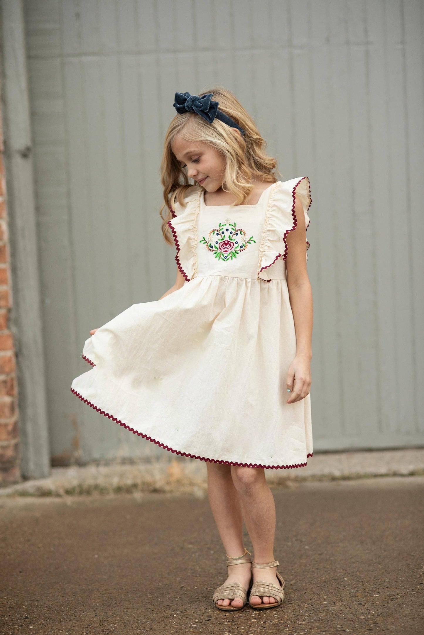 EMBROIDERED PINAFORE DRESS