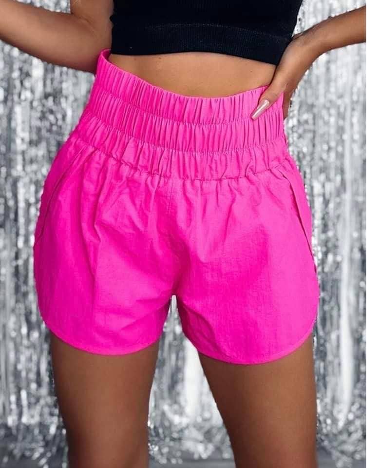 ATHLETIC HIGH WAISTED SHORTS - HOT PINK