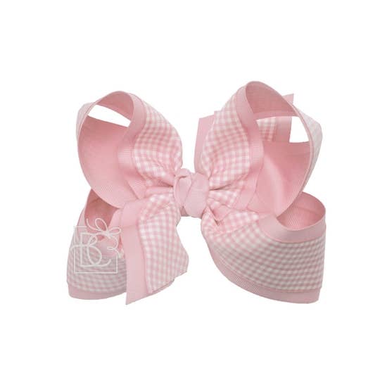 LAYERED GINGHAM/GROSGRAIN BOW ON CLIP
