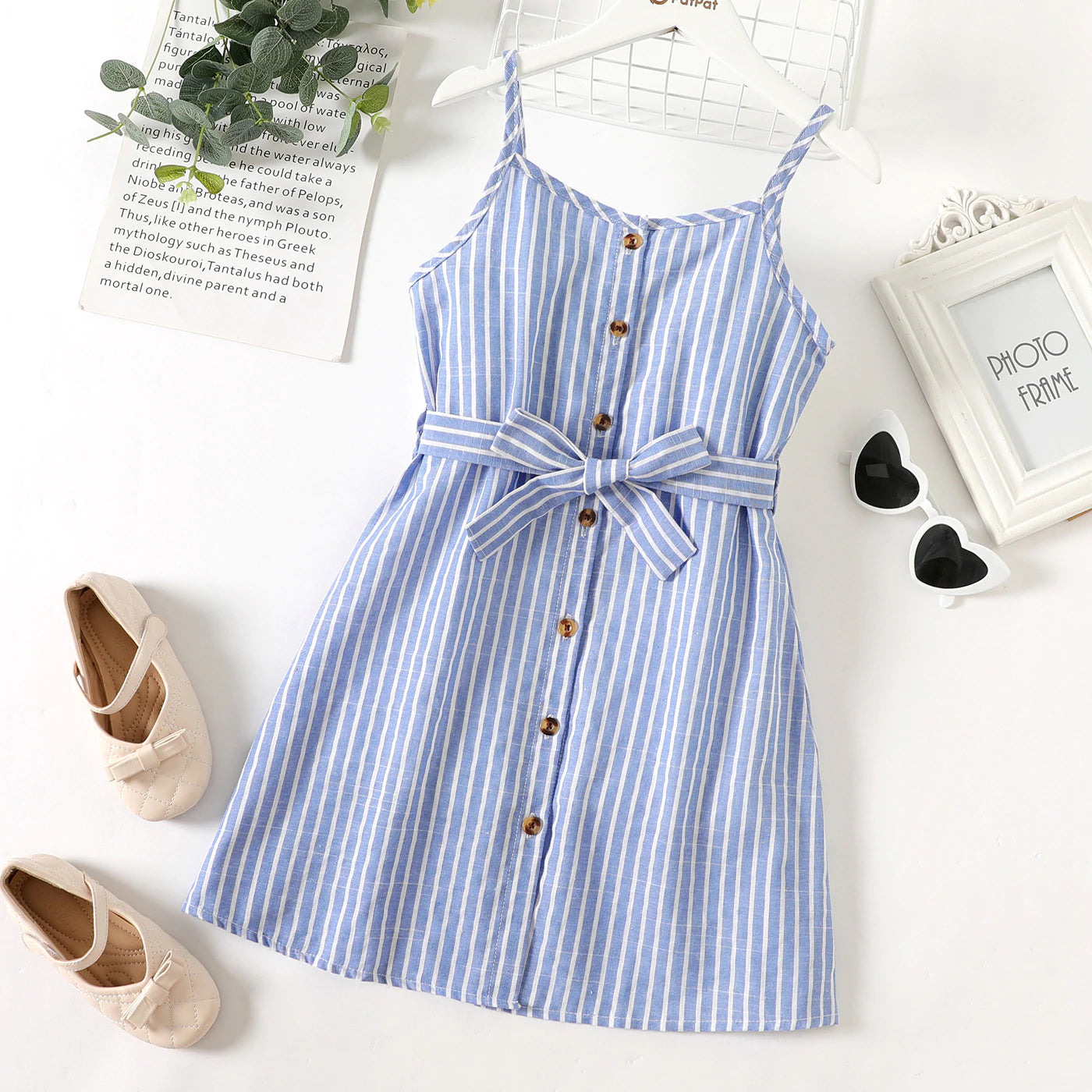 BUTTON DOWN BELTED CAMI DRESS