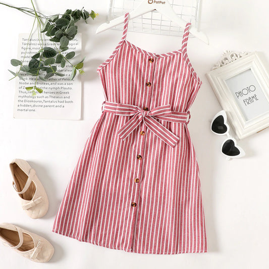 BUTTON DOWN BELTED CAMI DRESS