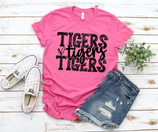 TIGERS TIGERS TIGERS  (YOU PICK THE SHIRT COLOR) (BLACK INK)