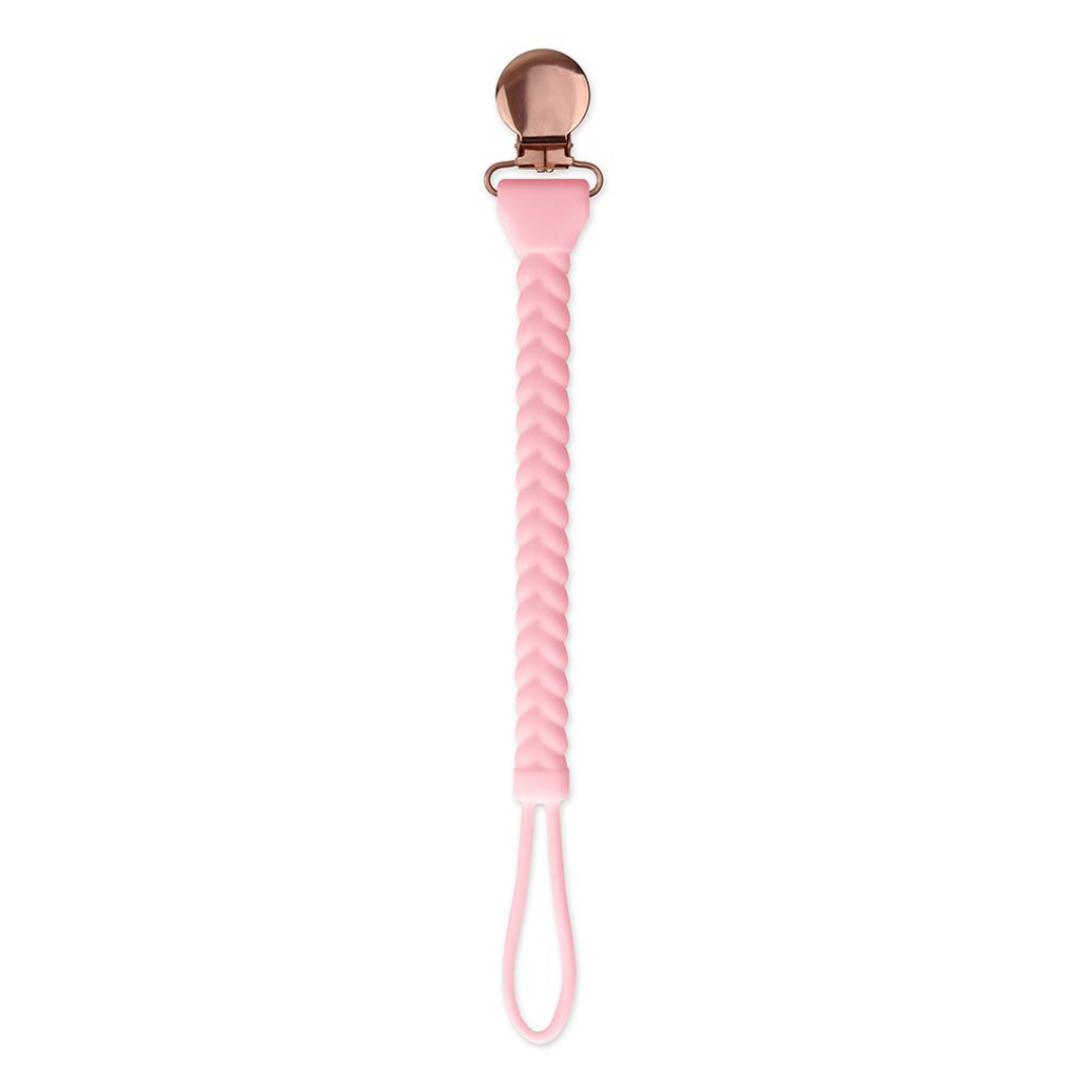 SWEETIE STRAP™ SILICONE PACIFIER CLIP - PINK BRAID
