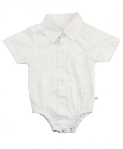 WHITE DOBBY BUTTON-UP BODYSUIT