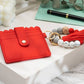 LEATHER KEYCHAIN WALLET WRISTLET - RED