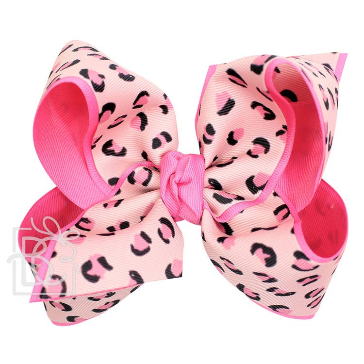 LAYERED PINK LEOPARD HAIR BOW