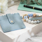 LEATHER KEYCHAIN WALLET WRISTLET - GRAY