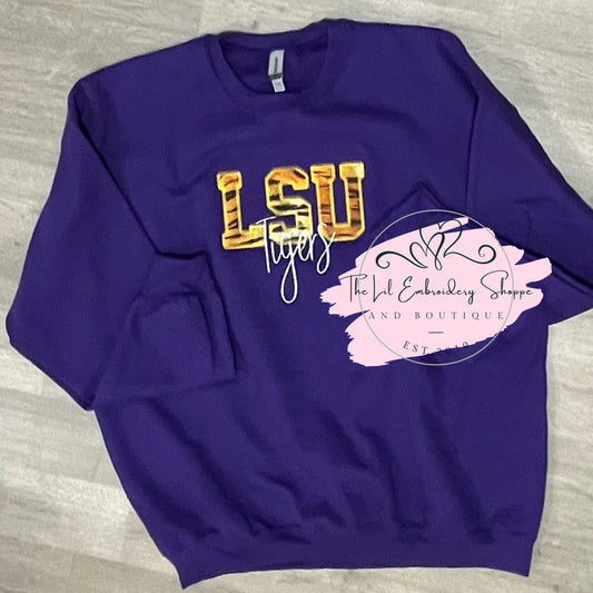 LSU {applique} Tigers SWEATSHIRT