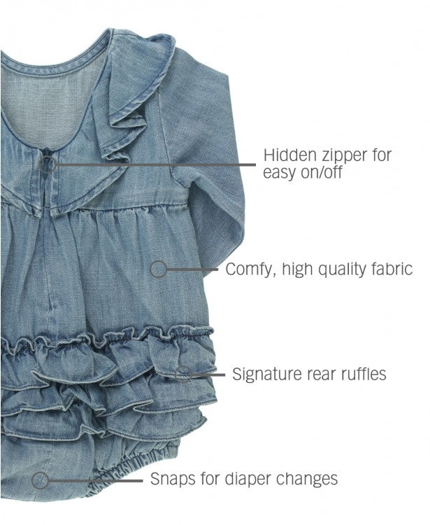 LIGHT WASH DENIM V-BACK BUBBLE
