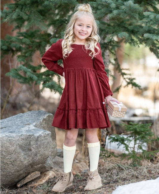 ROSEWOOD WOVEN LUXE SMOCKED DRESS