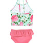 ROSY SWEETHEART RUFFLE TIE TANKINI